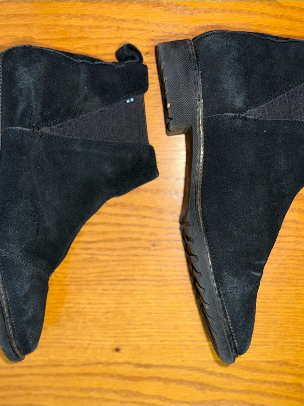 Toms Black Suede Chelsea Ankle Boots for Women